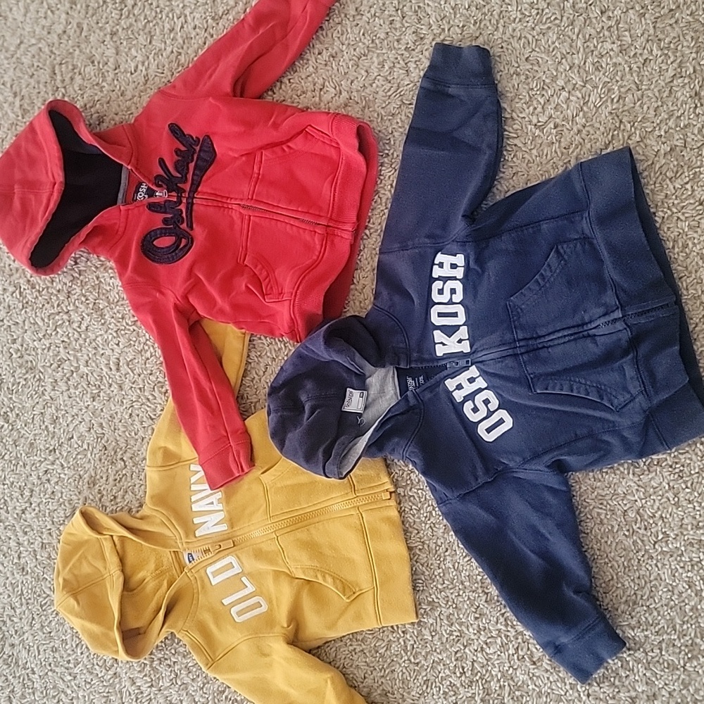 12-18 Month Boys Osh Kosh & Old Navy Zip Up Hoodies / Jackets